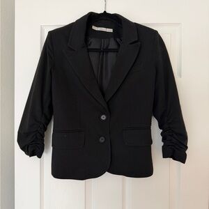 Gibson Black Ruched Sleeve Blazer